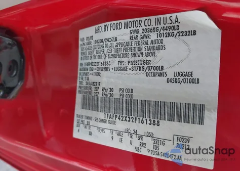 2002 Ford Mustang Gt из США, поврежденный, VIN 1FAFP42X32F161388